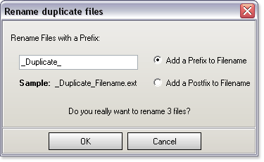 Rename 
duplicates with prefix or postfix